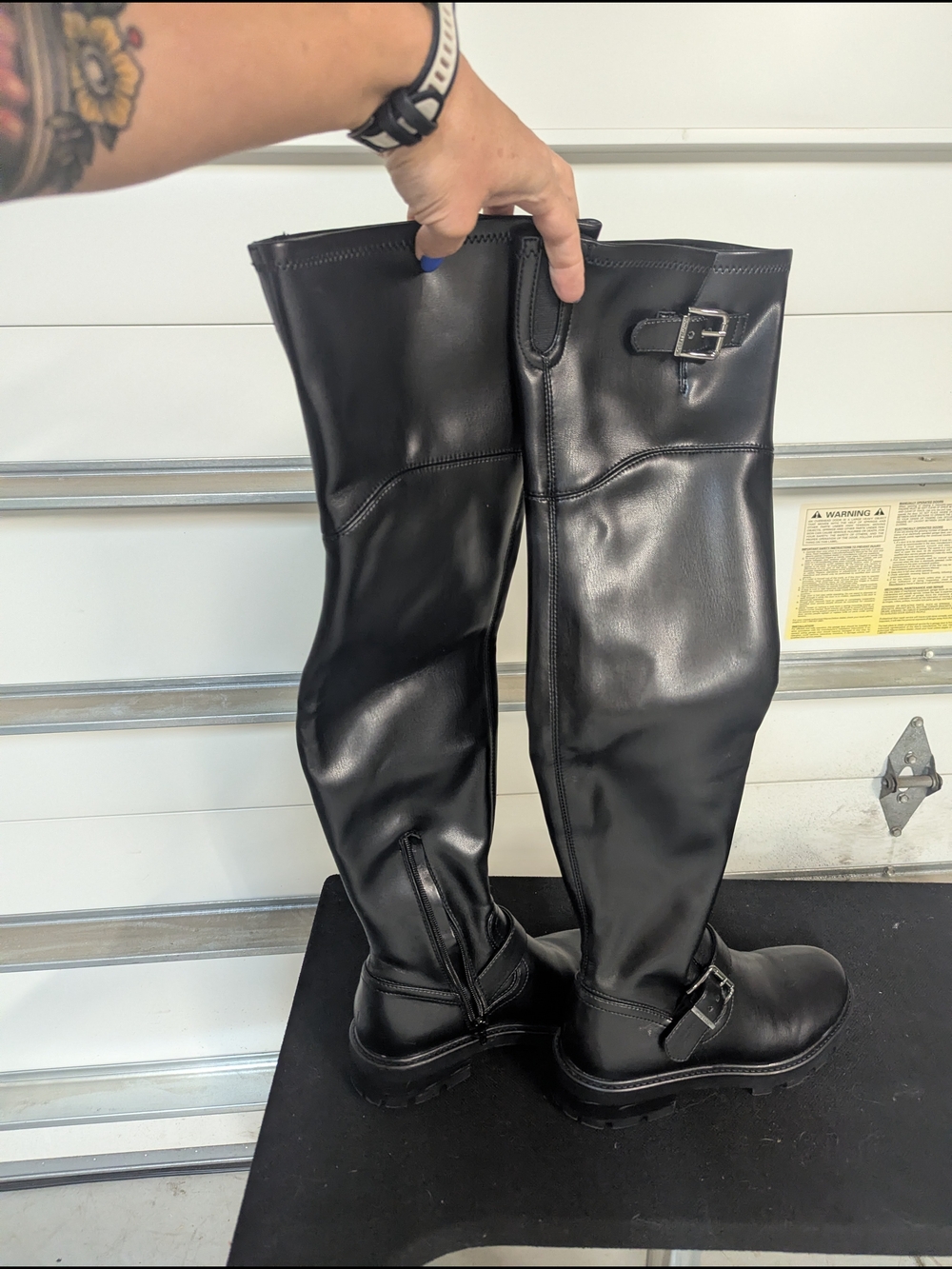 Nine West Black Over-the-Knee Leather Buckle Boots